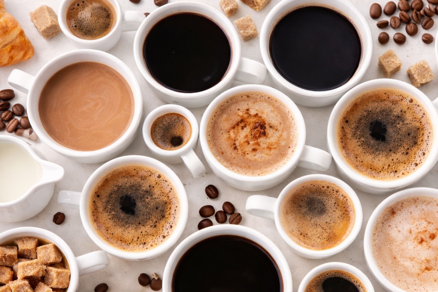 Kaffeespezialitäten in Tassen – Espresso, Cappuccino und Kaffee