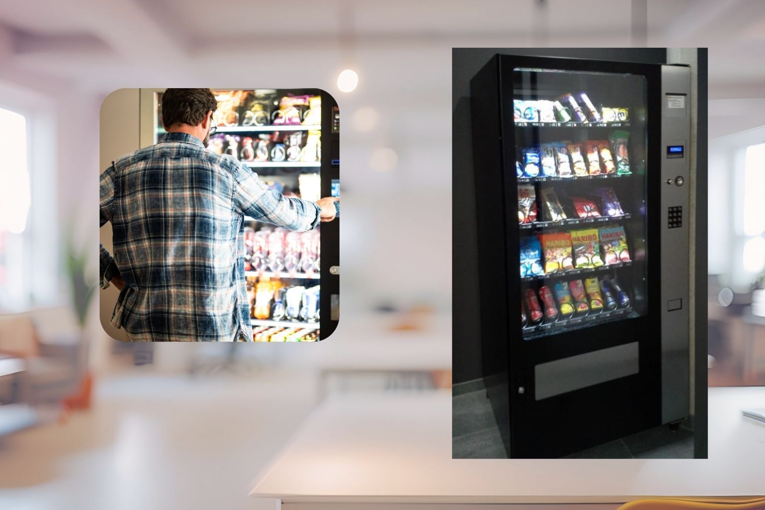 Snackautomat im Betrieb – Auswahl an Snacks und Süßwaren